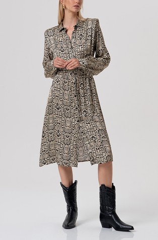 Midi srajčna obleka z živalskim vzorcem