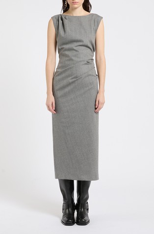 Wool blend dress with gathering