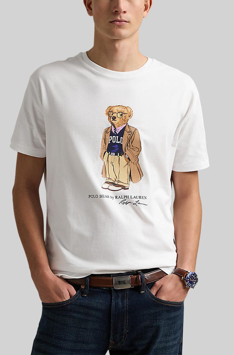 RALPH LAUREN Custom Slim Fit Polo Bear Jersey T-shirt Pf25 White Hrtg Bear 