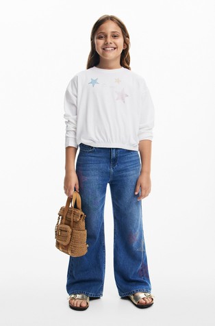 DESIGUAL T-shirt with star rhinestones White 2
