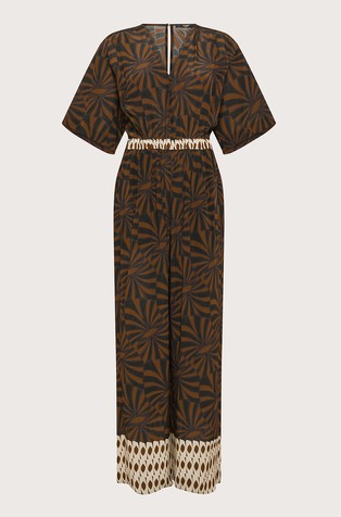 Jumper in viscose crêpe with ethnic print