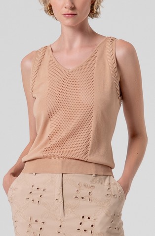 Pletena majica brez rokavov