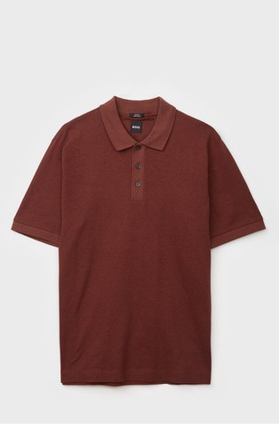 Slim fit polo T-shirt in mercerised cotton textured fabric