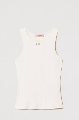 Fitted ribbed top with Oval T logo