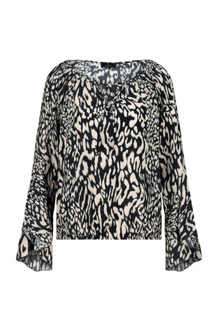 MONARI Viscose blouse with leopard pattern Black / Beige 6