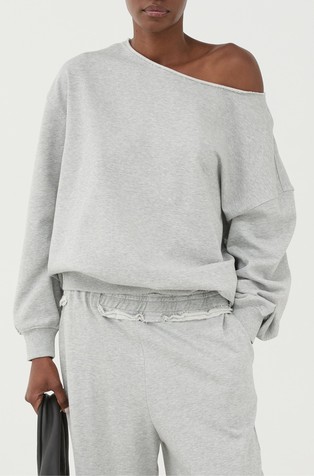 Bombažen pulover z odkrito ramo