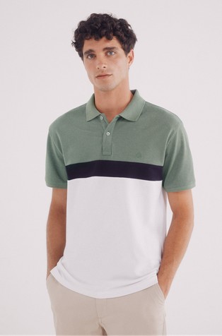 Slim fit polo majica z barvnimi bloki