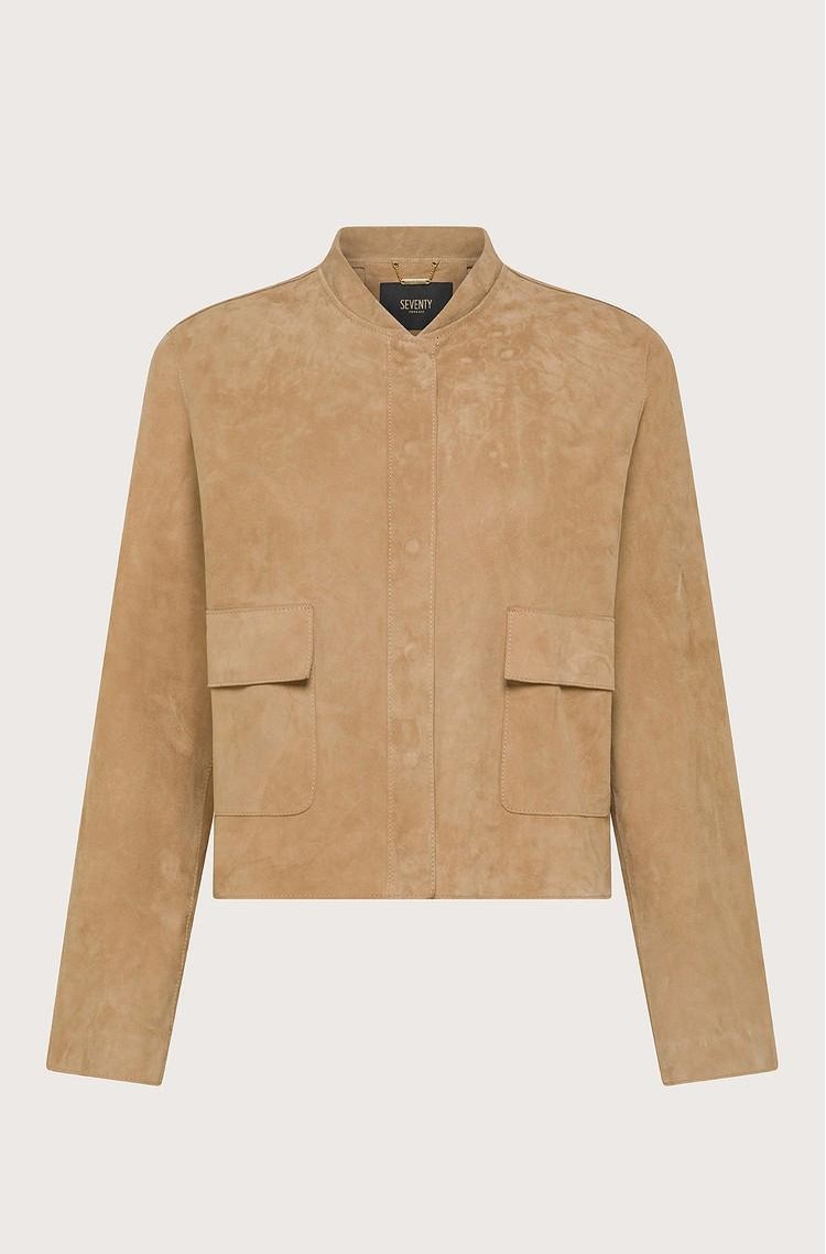 SEVENTY Cropped suede jacket Brown 