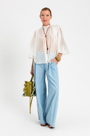 Palazzo cotton trousers with pleats