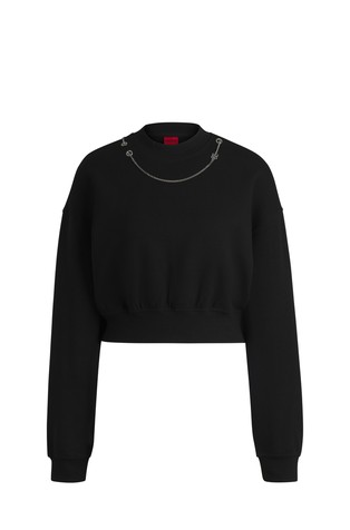 Pulover iz bombažne mešanice s snemljivo logo verižico