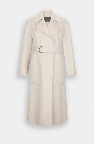 Plašč iz volnene mešanice s pasom