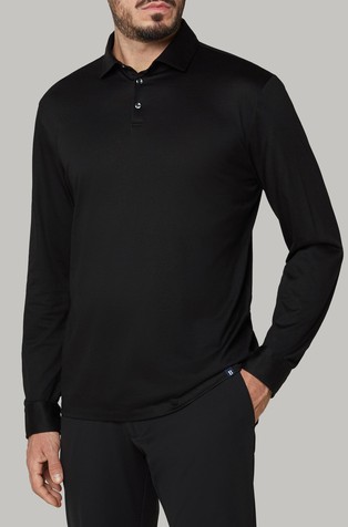 Long Sleeved Regular Fit Polo Shirt In Pima Cotton Jersey