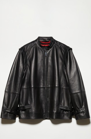 Nappa leather jacket with removable sleeves