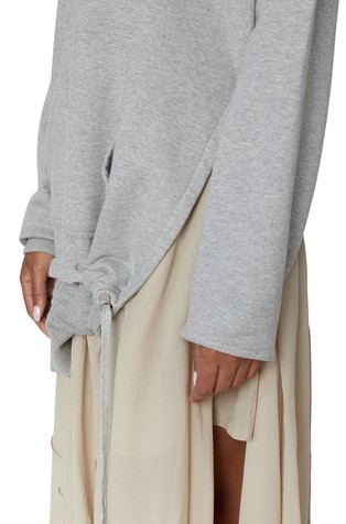 DIESEL Asymmetric hoodie dress with chiffon hem Light Grey 4