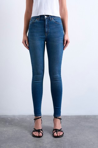 TSJAMIE skinny fit jeans hlače z visokim pasom
