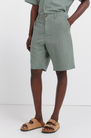 Cotton and linen relaxed fit Bermuda shorts
