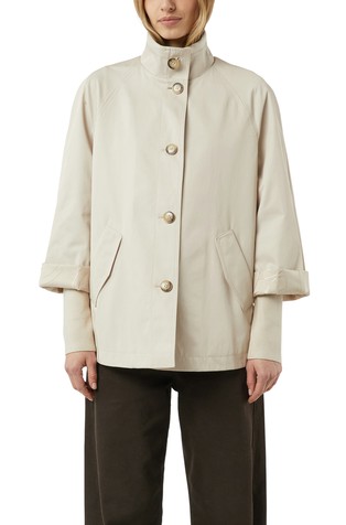 Cape jacket with stand-up collar and ribbed cuffs