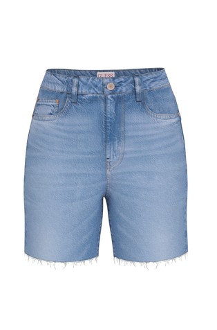 Denim kratke hlače z resastim robom hlačnic
