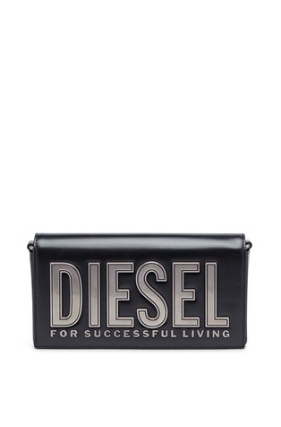 Leather shoulder bag with logo hardware