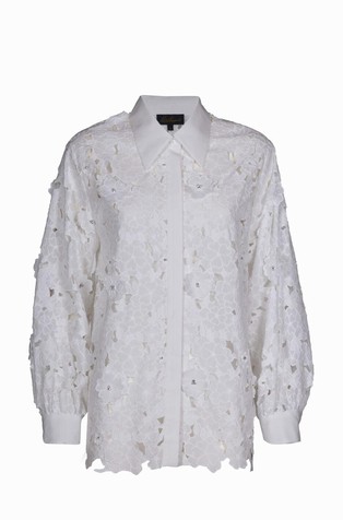 Srajca iz cvetlične makramé čipke z okrasnimi kamenčki