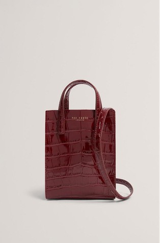 Patent Croc Texture Mini Tote Bag
