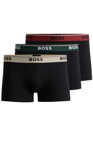 Three-pack of stretch cotton trunks with logo waistband