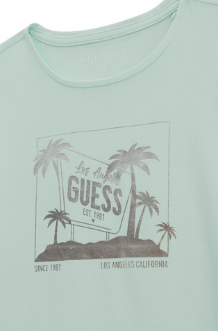 GUESS Stretch cotton T-shirt with print Mint Hint 3