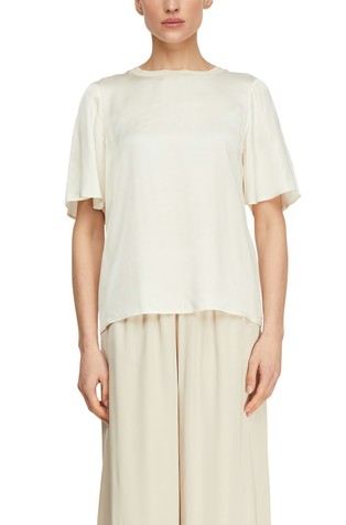 Bluza iz kombinacije tkanin s plapolajočimi rokavi