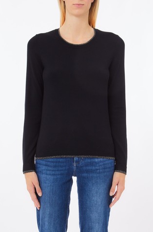 Viscose blend jumper with lurex trims