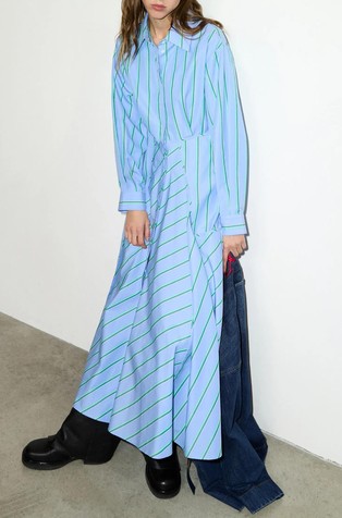 Cotton-poplin striped shirt dress