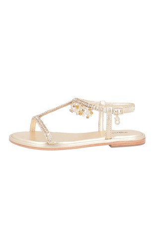 Marrakech leather sandals with rhinestones