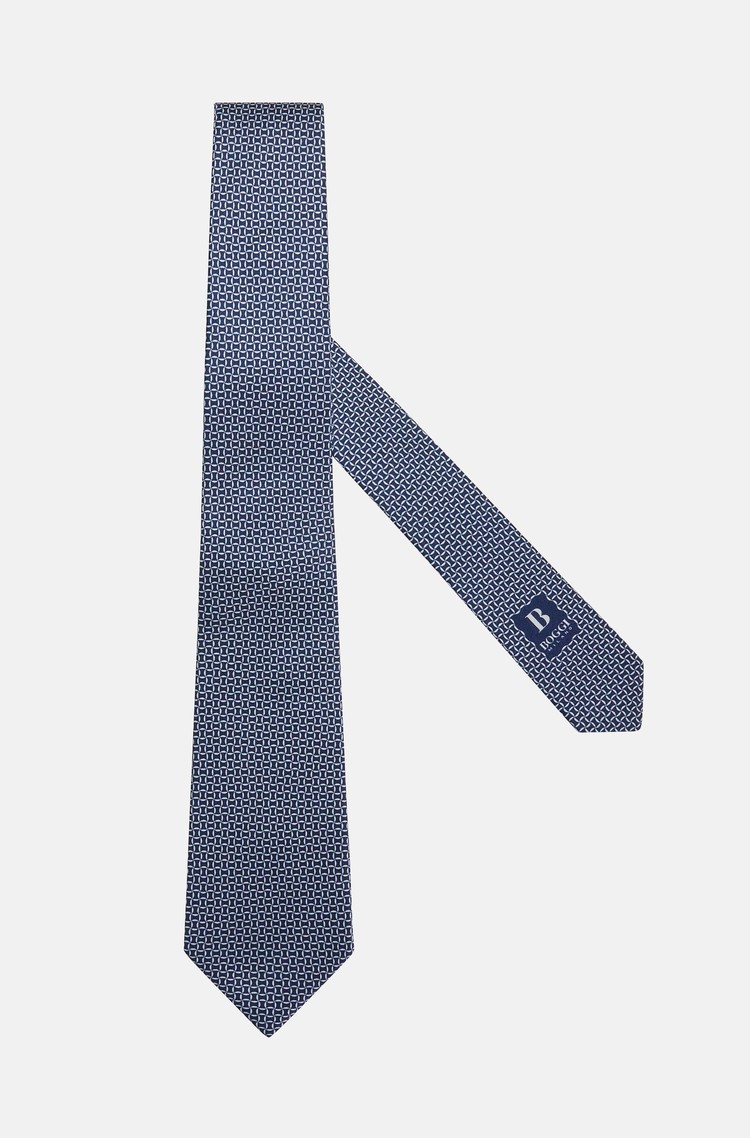 BOGGI MILANO Patterned Silk Tie Navy 