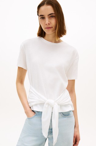 Relaxed fit majica s kratkimi rokavi in trakom za zavezovanje