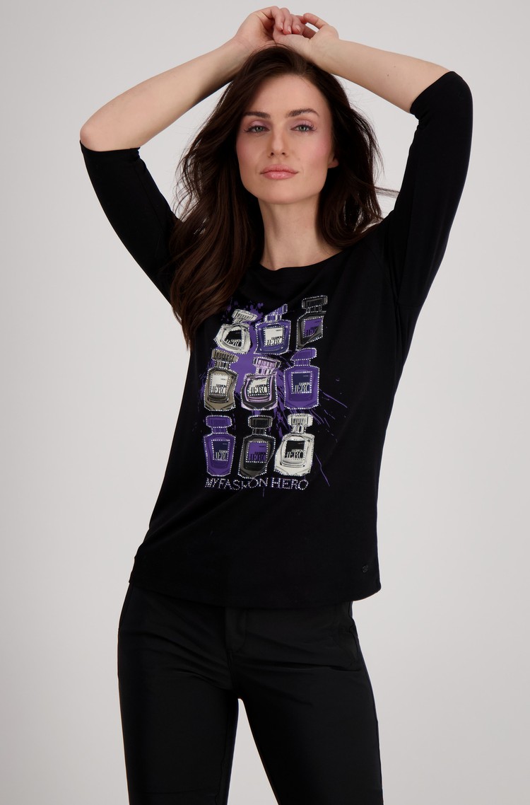 MONARI 3/4 shirt with bottle print Black 