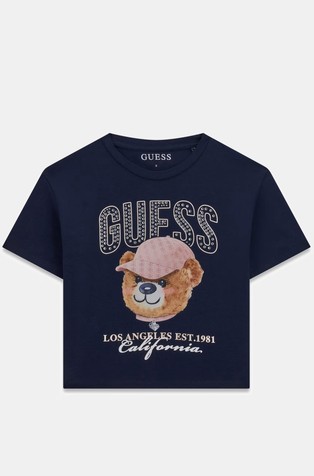 Cropped logo T-shirt with bear and studs