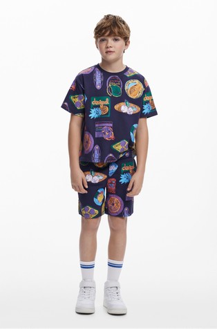 DESIGUAL Kratke hlače s potiskom Škrlatna - Purple 2