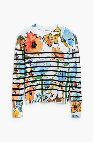 DESIGUAL Striped floral sweater Multi 6