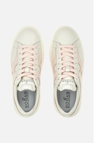 HOGAN H-Stripe usnjene superge Bela - Ivory / Pink 5