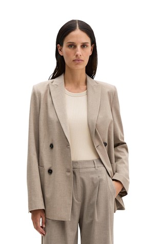 Slim double-breasted blazer in wool-blend