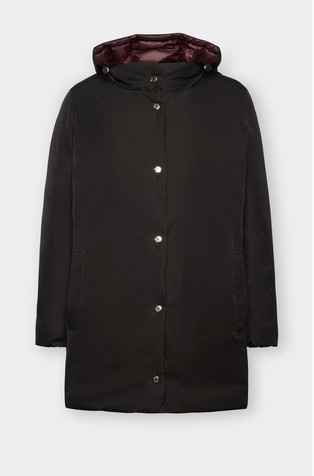 Reversible Padded Jacket in Water-Repellent Nylon With Removable Hood