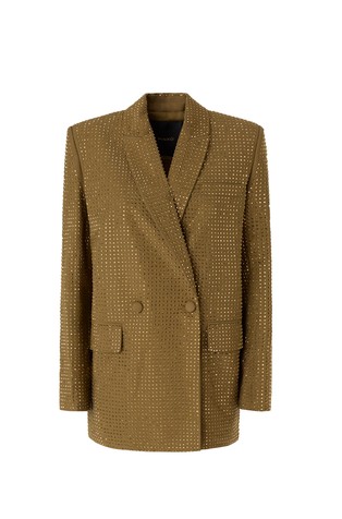 Oversized double-breasted jacket with rhinestones