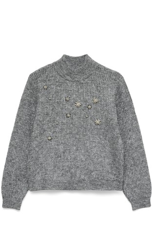 VMVENEDIG pleten pulover z okrasnimi kamenčki