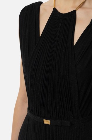 ELISABETTA FRANCHI Red Carpet dress in lurex jersey with belt Black 3