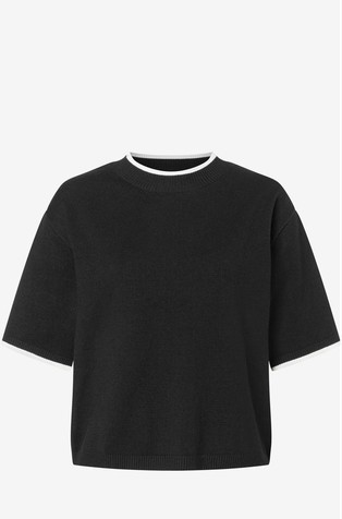 Pleten pulover s kratkimi rokavi iz viskozne mešanice