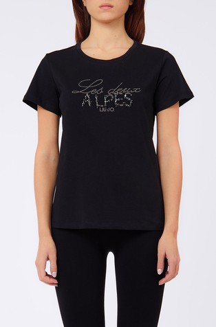 Cotton T-shirt with rhinestones