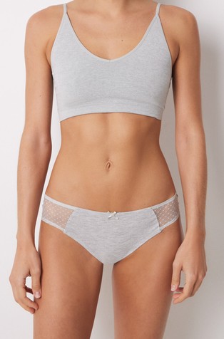 Cotton wide side panty with tulle