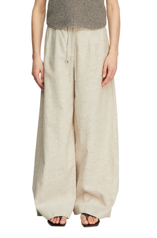 Široke hlače iz lana in bombaža