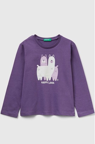 Bombažna majica z dolgimi rokavi in potiskom