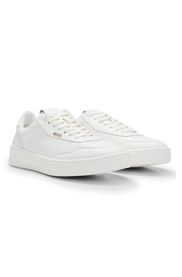 HUGO BOSS Leather trainers with subtle logo White 