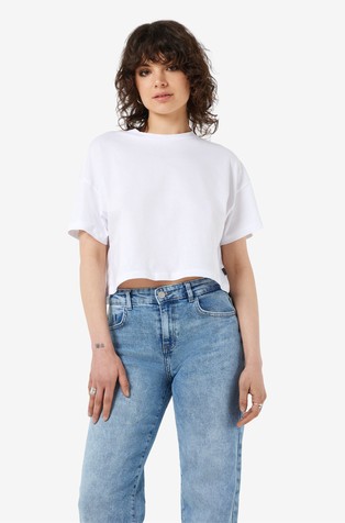 NOISY MAY NMALENA cropped majica s kratkimi rokavi Bela - Bright White 4